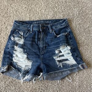 American Eagle Outfitters Ripped Dark Blue Jean Shorts